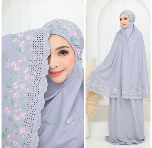 Telekung Cotton Sulam Sekura