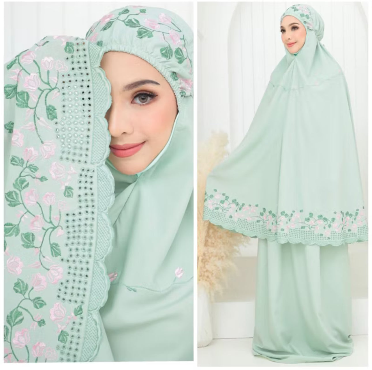 Telekung Cotton Sulam Sekura