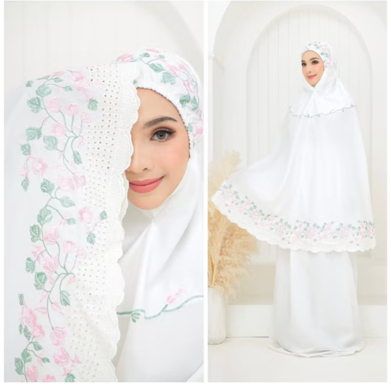Telekung Cotton Sulam Sekura