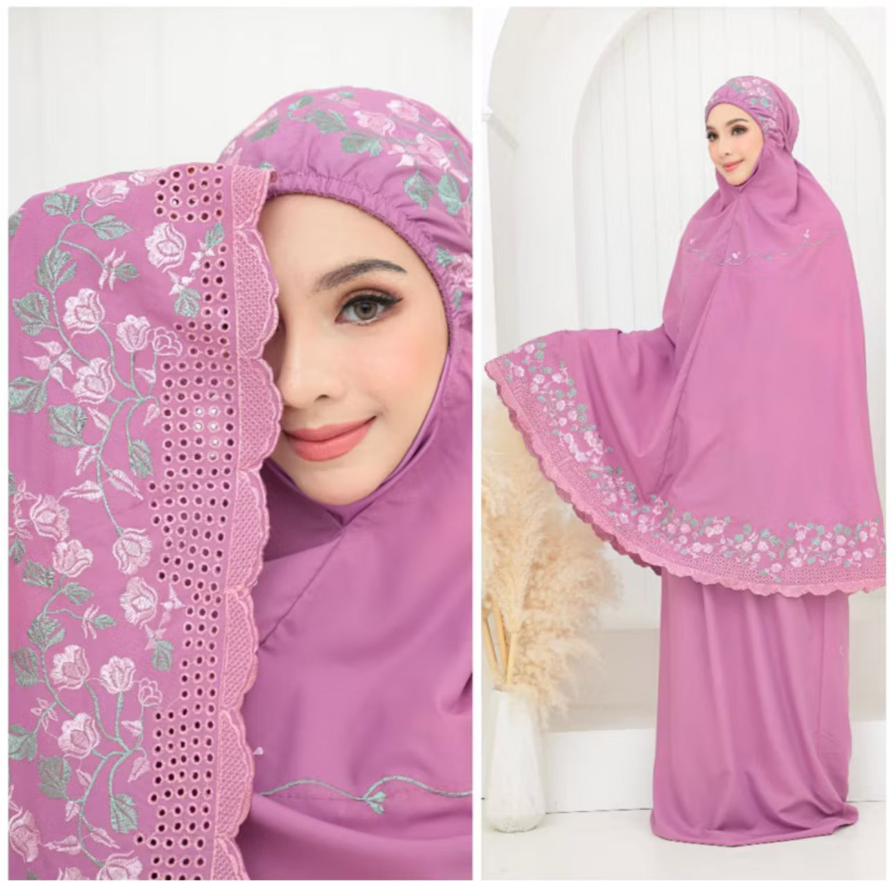 Telekung Cotton Sulam Sekura