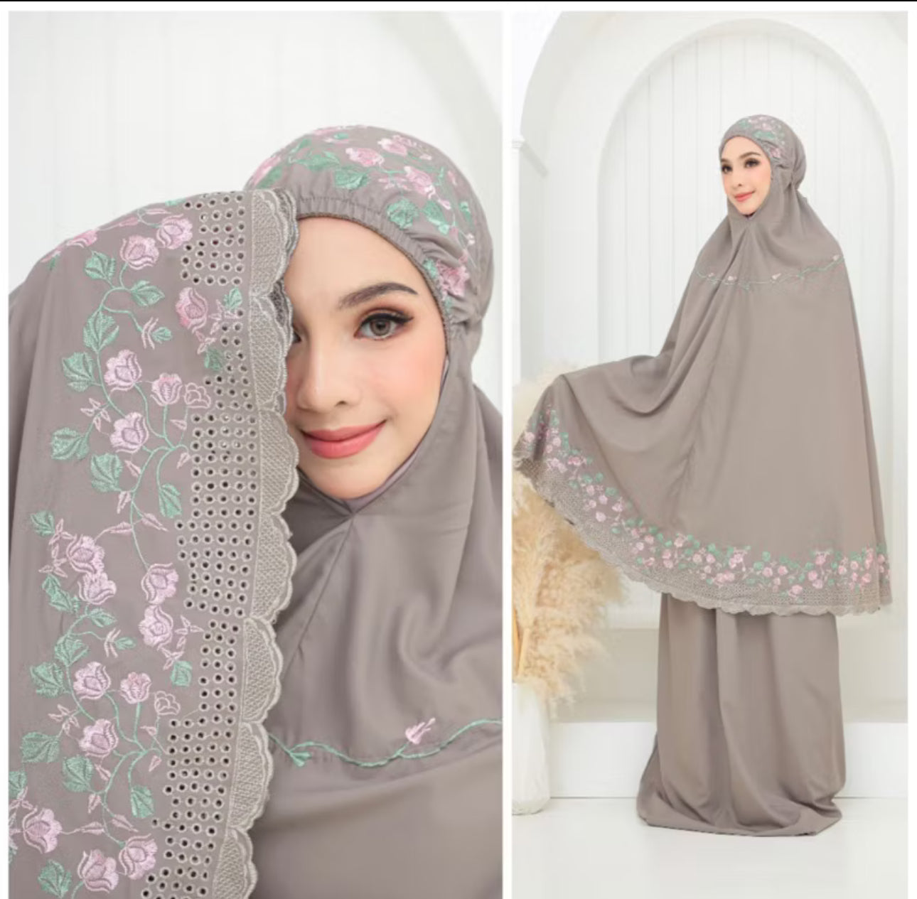 Telekung Cotton Sulam Sekura