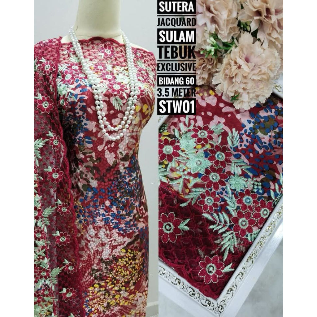 Kain Pasang SUTERA JACQUARD SULAM TEBUK Exclusive