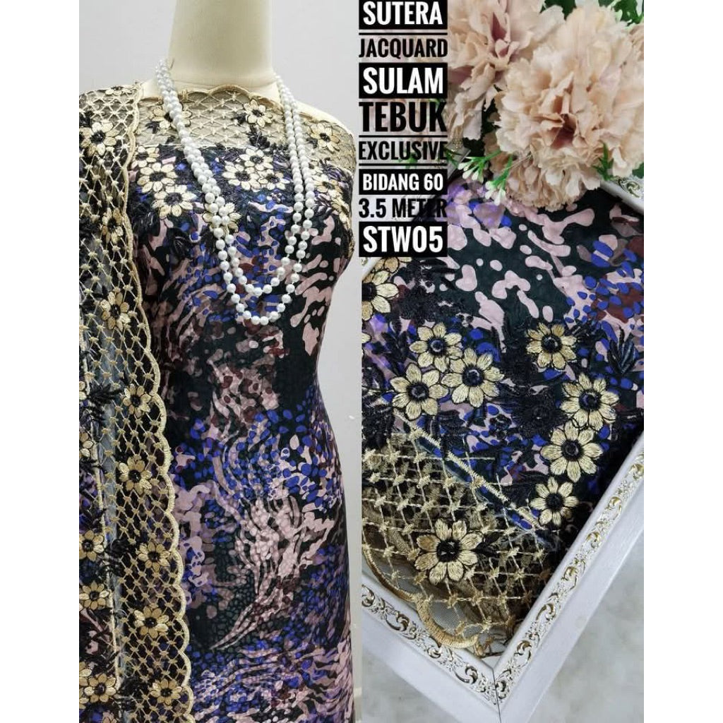 Kain Pasang SUTERA JACQUARD SULAM TEBUK Exclusive