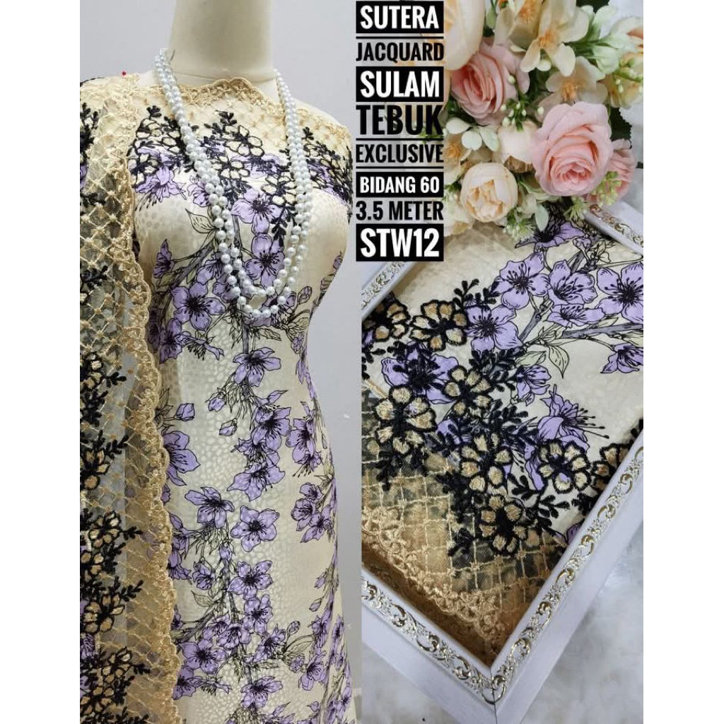Kain Pasang SUTERA JACQUARD SULAM TEBUK Exclusive