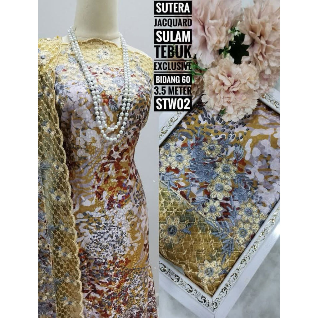 Kain Pasang SUTERA JACQUARD SULAM TEBUK Exclusive