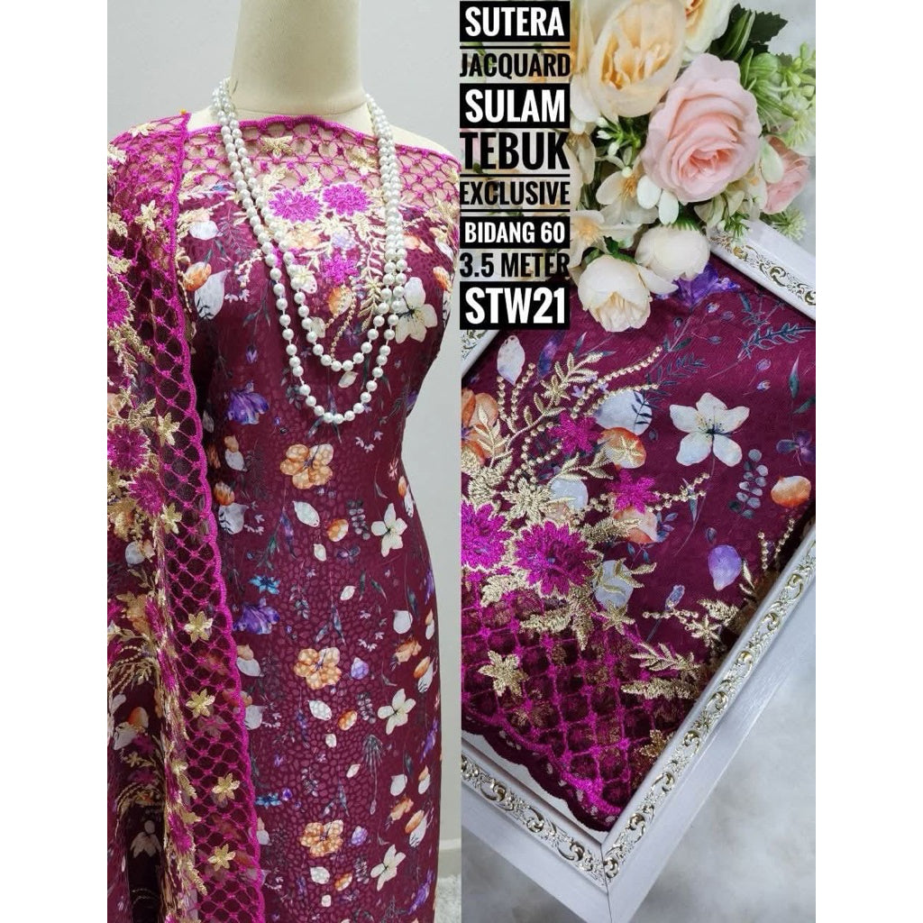 Kain Pasang SUTERA JACQUARD SULAM TEBUK Exclusive